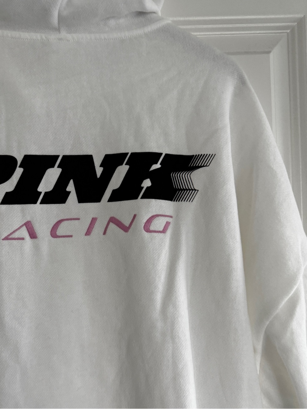 New V.S. PINK White 2004 Racing Logo Full Zip Up Drawstring Hoodie XXL - Picture 5 of 5